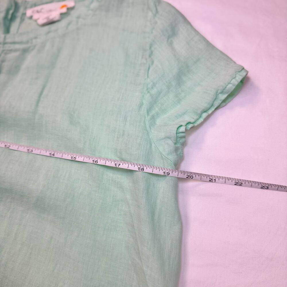 C&C California Women’s Blouse Mint Green 100% Linen Women’s Large Lagenlook - Picture 6 of 12